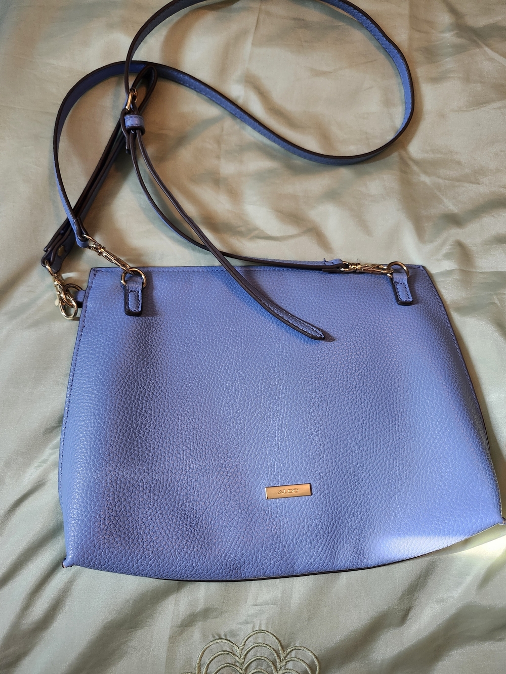 a new day Periwinkle Pebbled Crossbody Bag with Gold Hardware